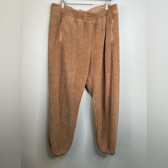 aerie Offline Sherpa Teddy Jogger Pants Soft Cozy Pockets Size XL - Picture 4 of 11
